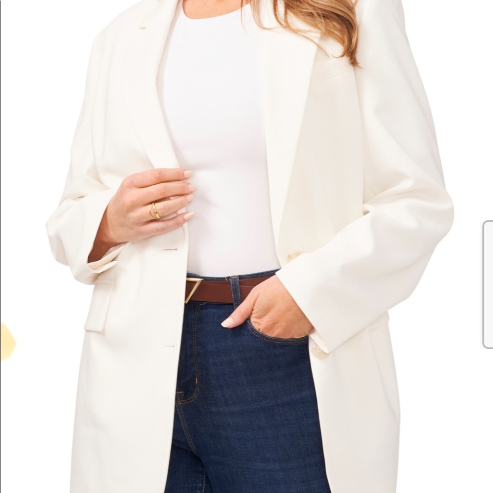 Vince Camuto Flutter Sleeve Notch Collar Poly Base Cloth Blazer